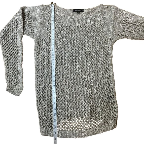 LAFAYETTE 148 Open Knit Linen Cotton Sweater S Taupe Gray Layering Lightweight - Picture 9 of 10